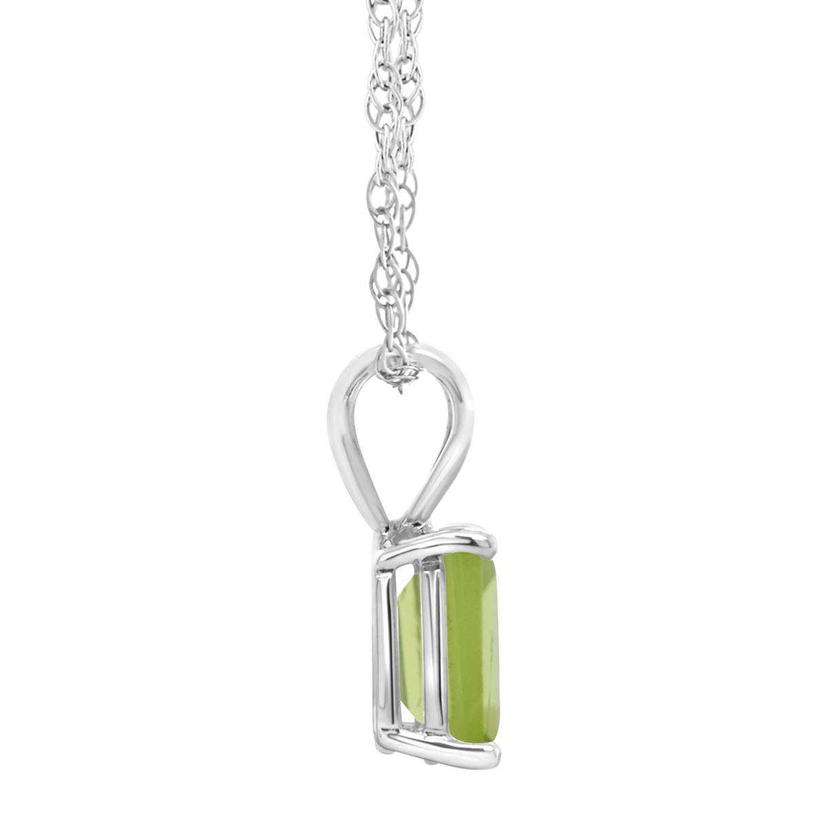 14K Gold Peridot 8x6mm Emerald-Cut Pendant with Chain