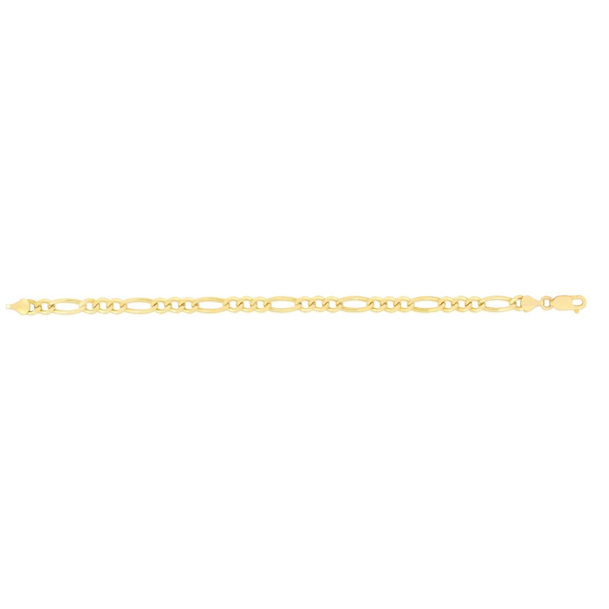 14K Yellow Gold 4.5mm Diamond-Cut Figaro Chain Bracelet - 8