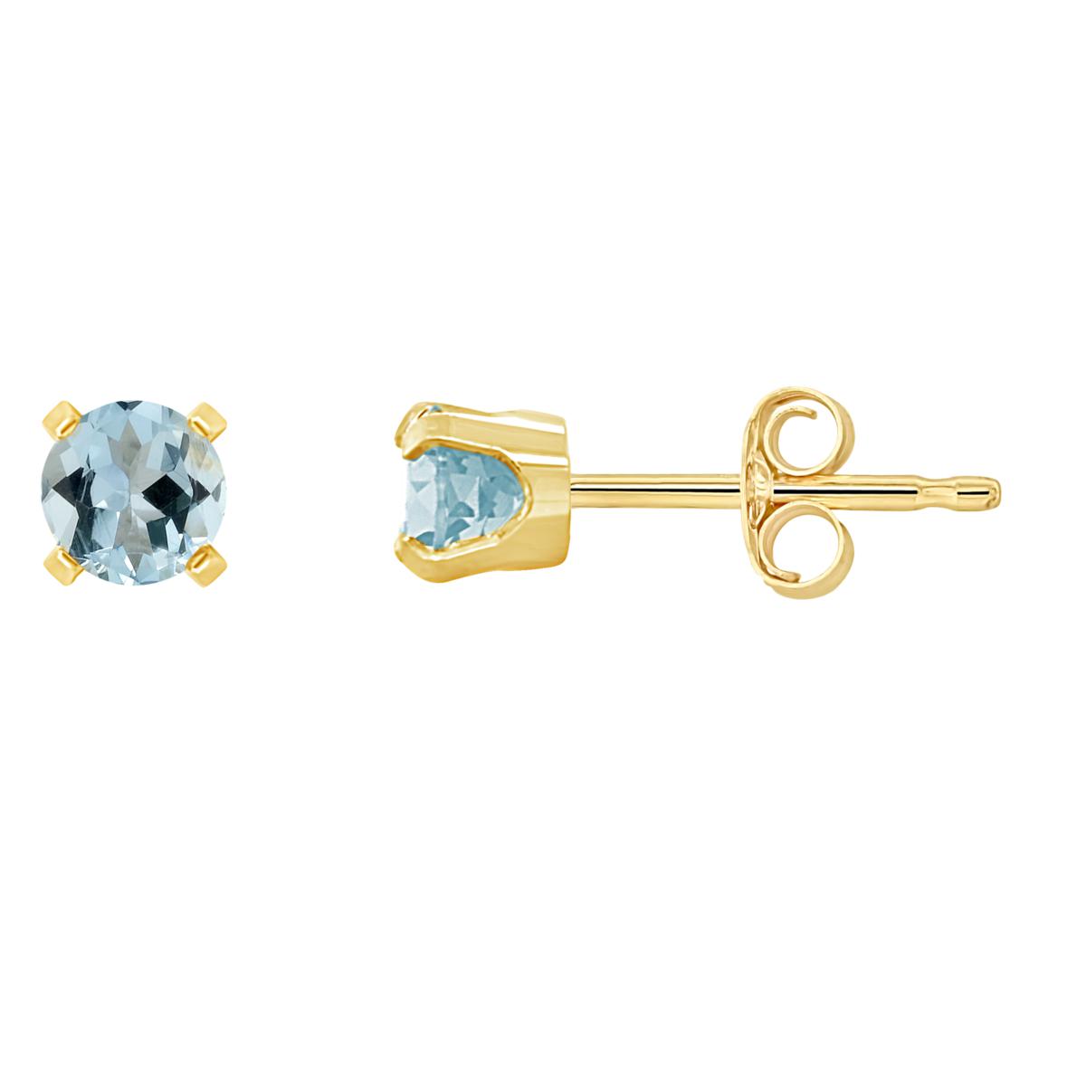 14K Yellow Gold Round Peridot Stud Earrings