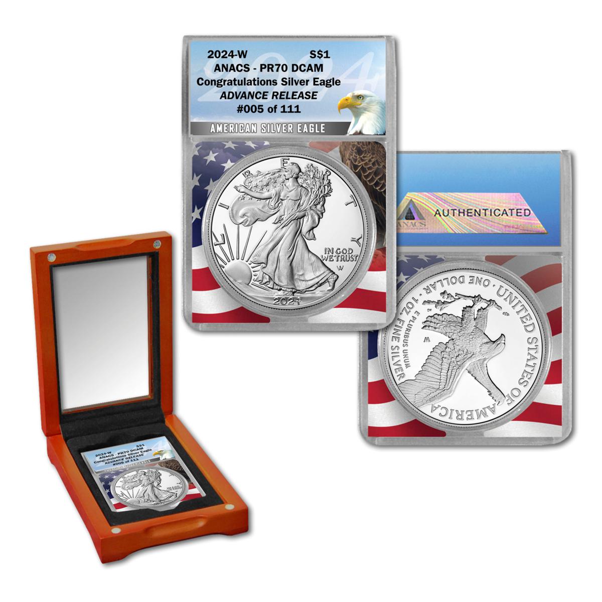 2024 PR70 ANACS Advance Release 111 Congratulations Silver Eagle Coin