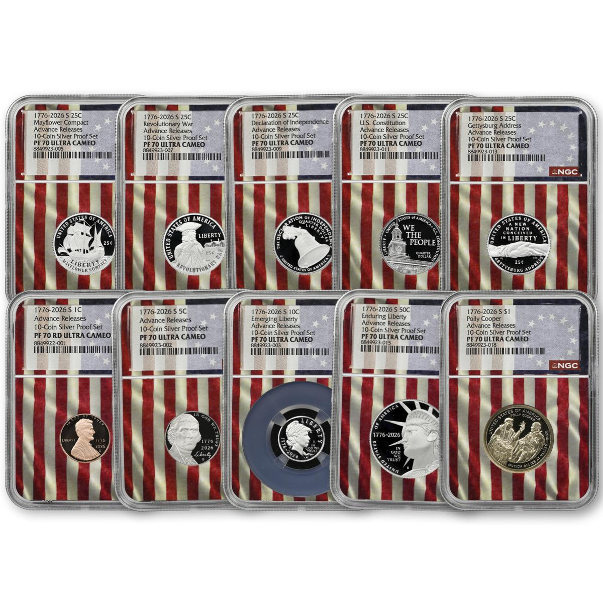 CRフェス2026 銀テープ フルサイズ 27本セット 2026 PF70 NGC Ultra Cameo Advance Release Silver Proof Set w/Flag