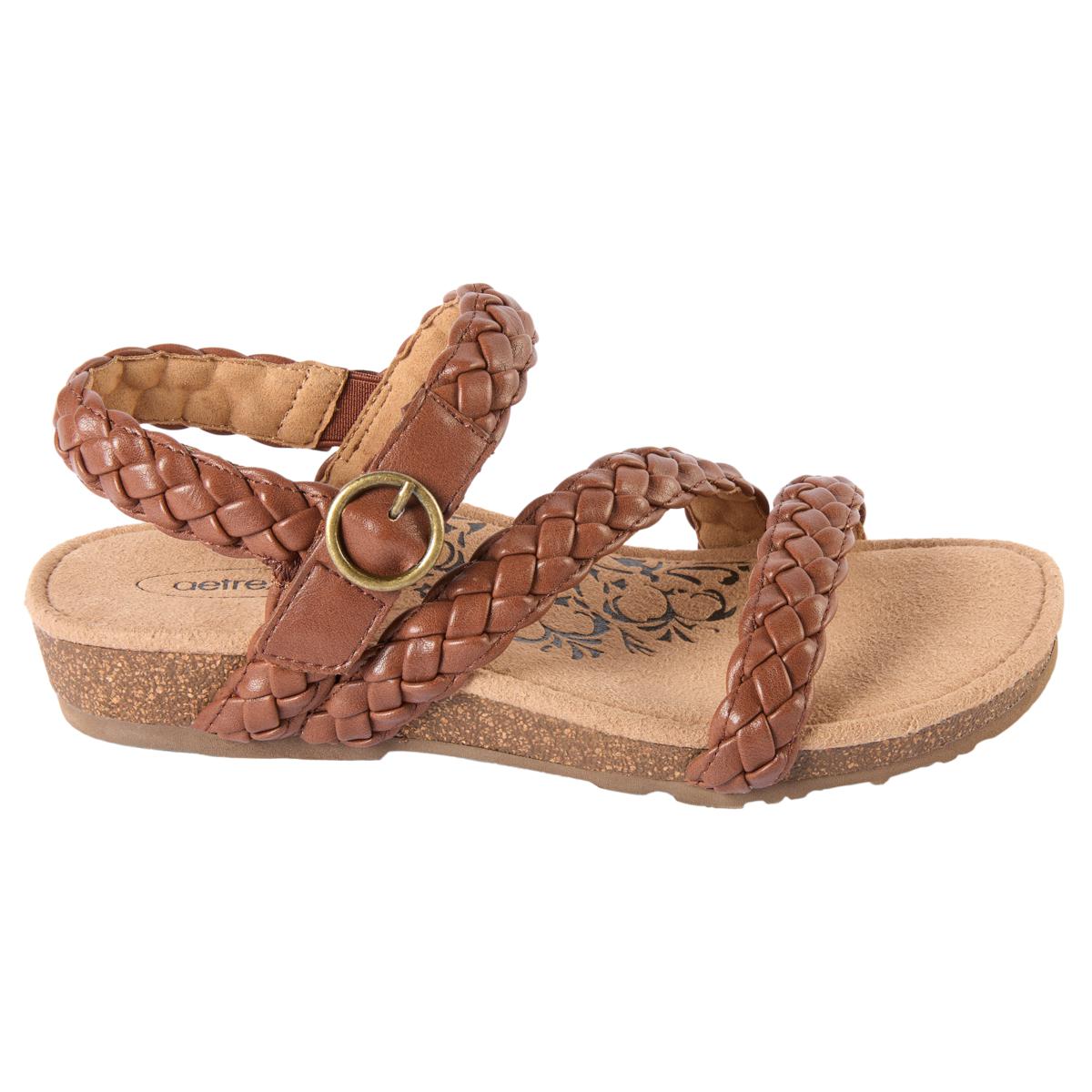 Aetrex Kennedy Arch Support Memory Foam Cork Adjustable Sandal | HSN