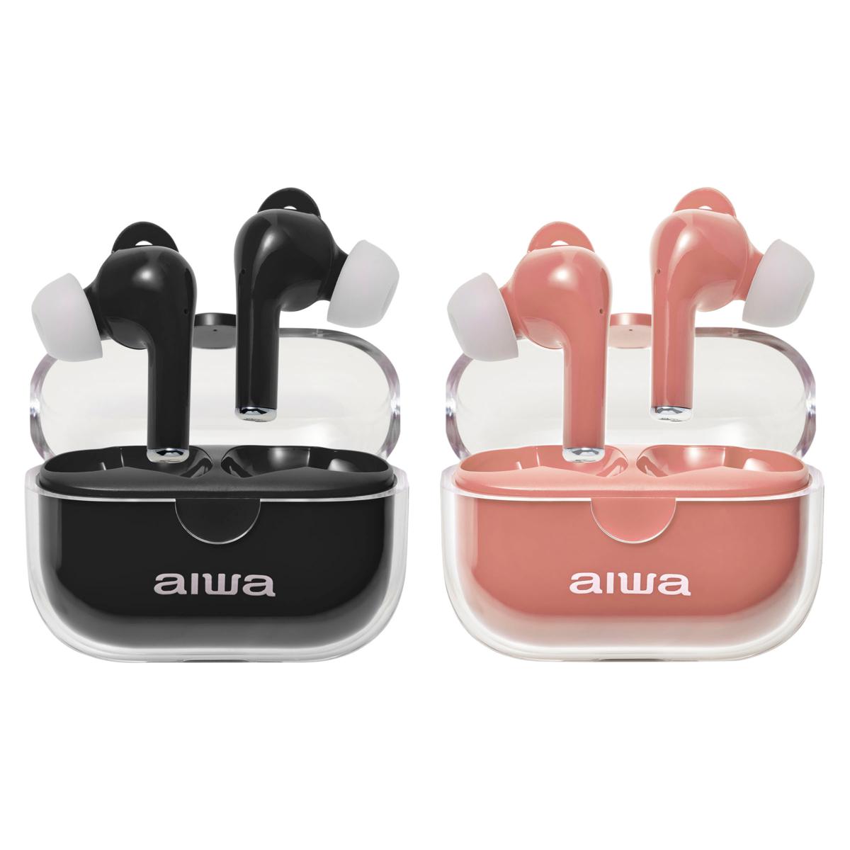 Aiwa Wireless Water Resistant Dual Microphone Earbuds 2pk