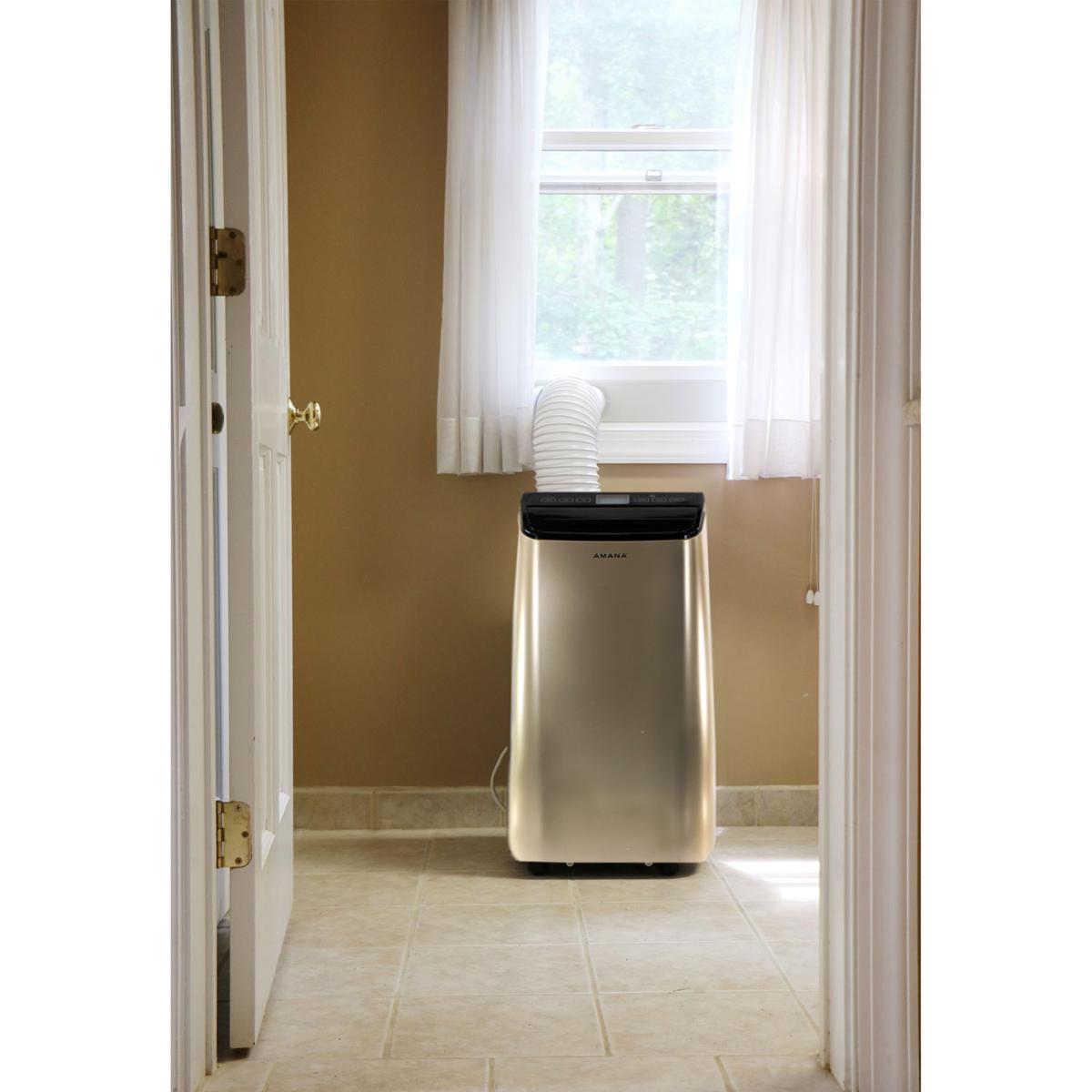 amana gold black portable air conditioner with remote control