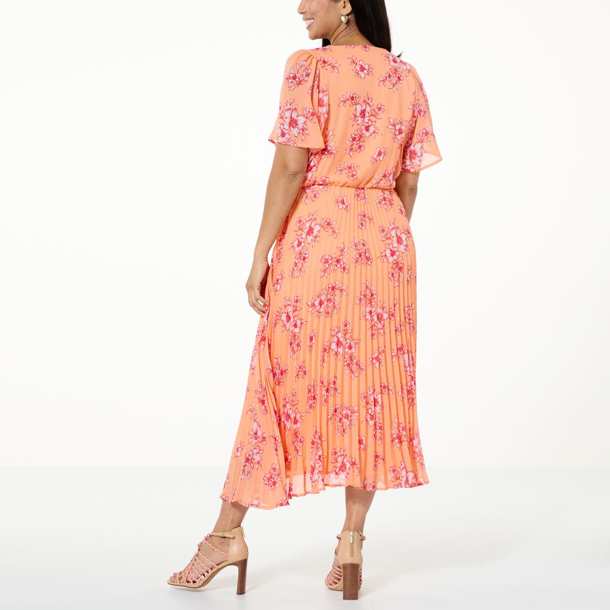 Antthony Chiffon Pleated Midi Dress