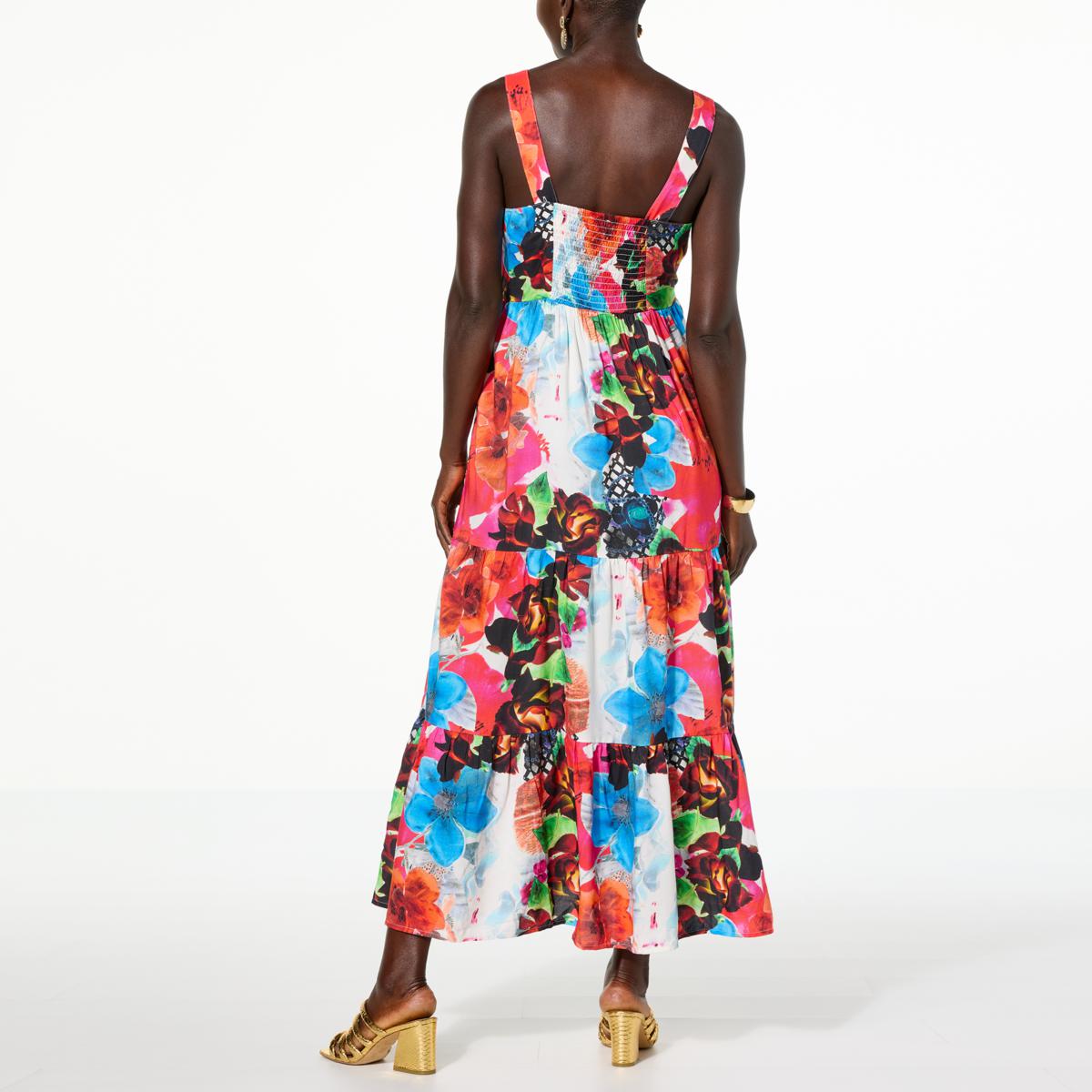 Antthony Printed Challis Tiered Maxi Tank Dress | HSN