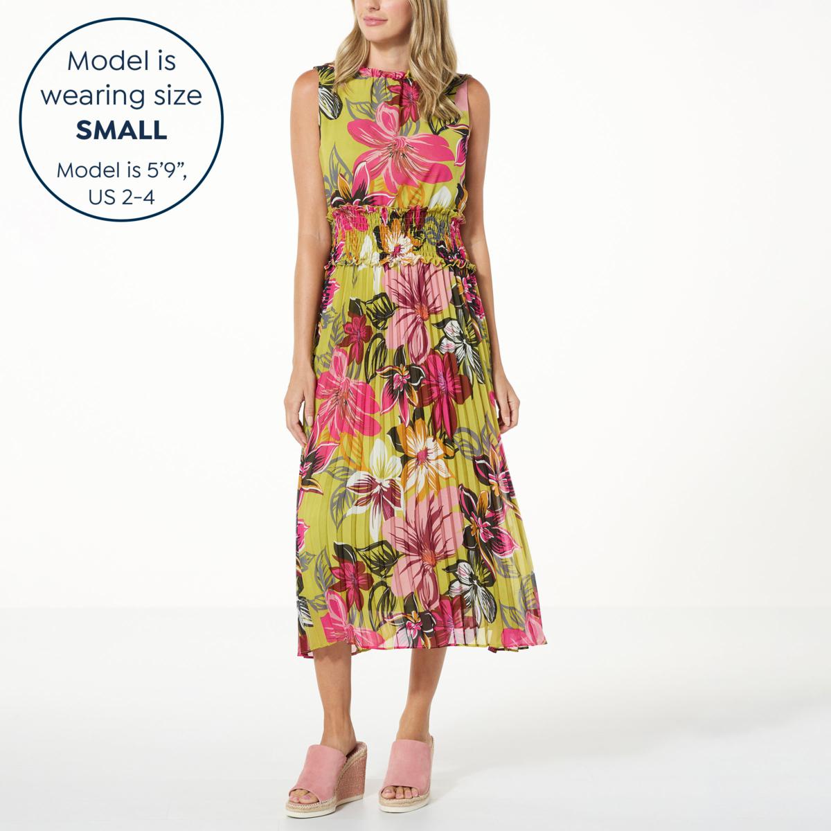 Antthony Smocked Waist Sleeveless Pleat Midi Dress - 20814357 | HSN