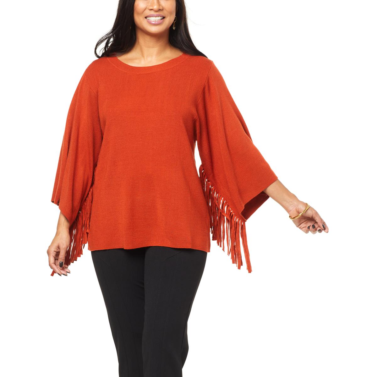 Orange on sale fringe sweater