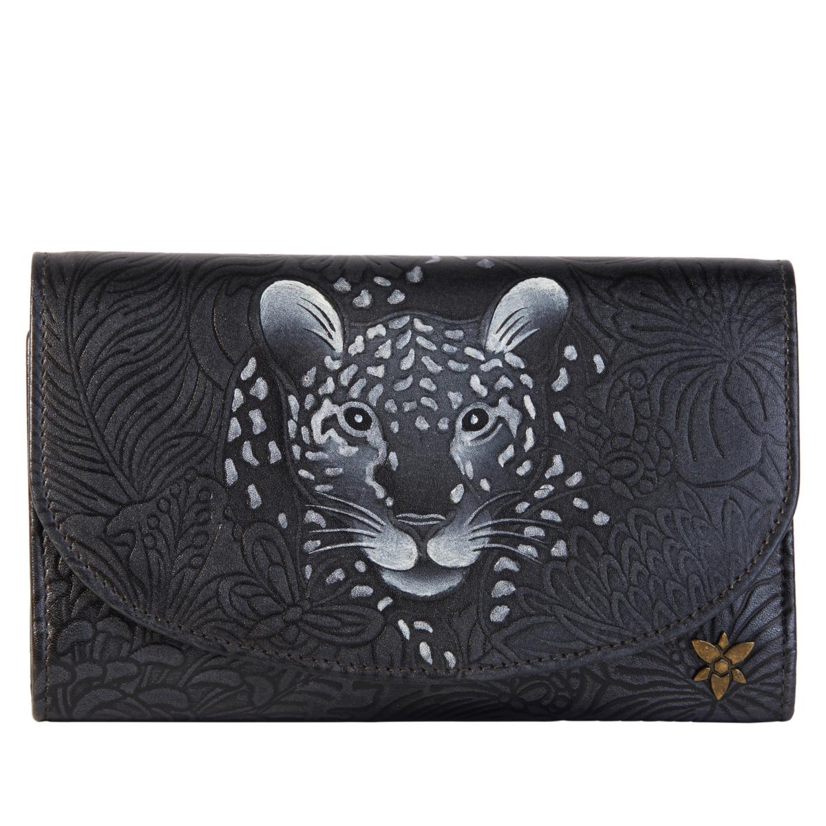 3-fold PU leather wallet with gold-embossed animal print (more