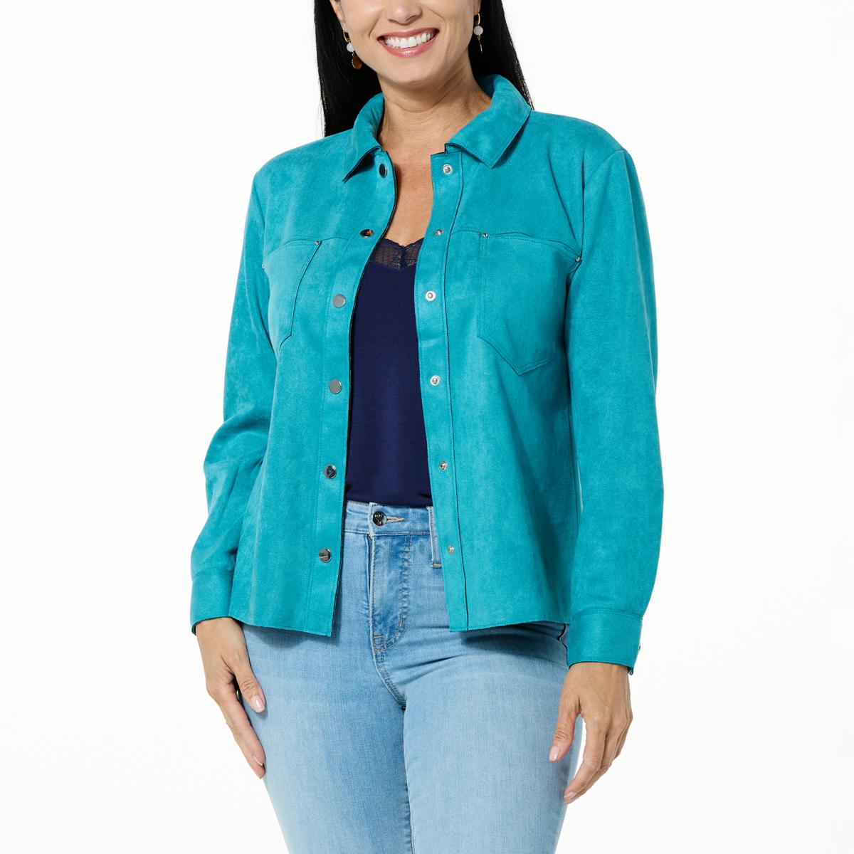 As Is Colleen Lopez Faux Suede Snap Front Topper Jacket - 20852530