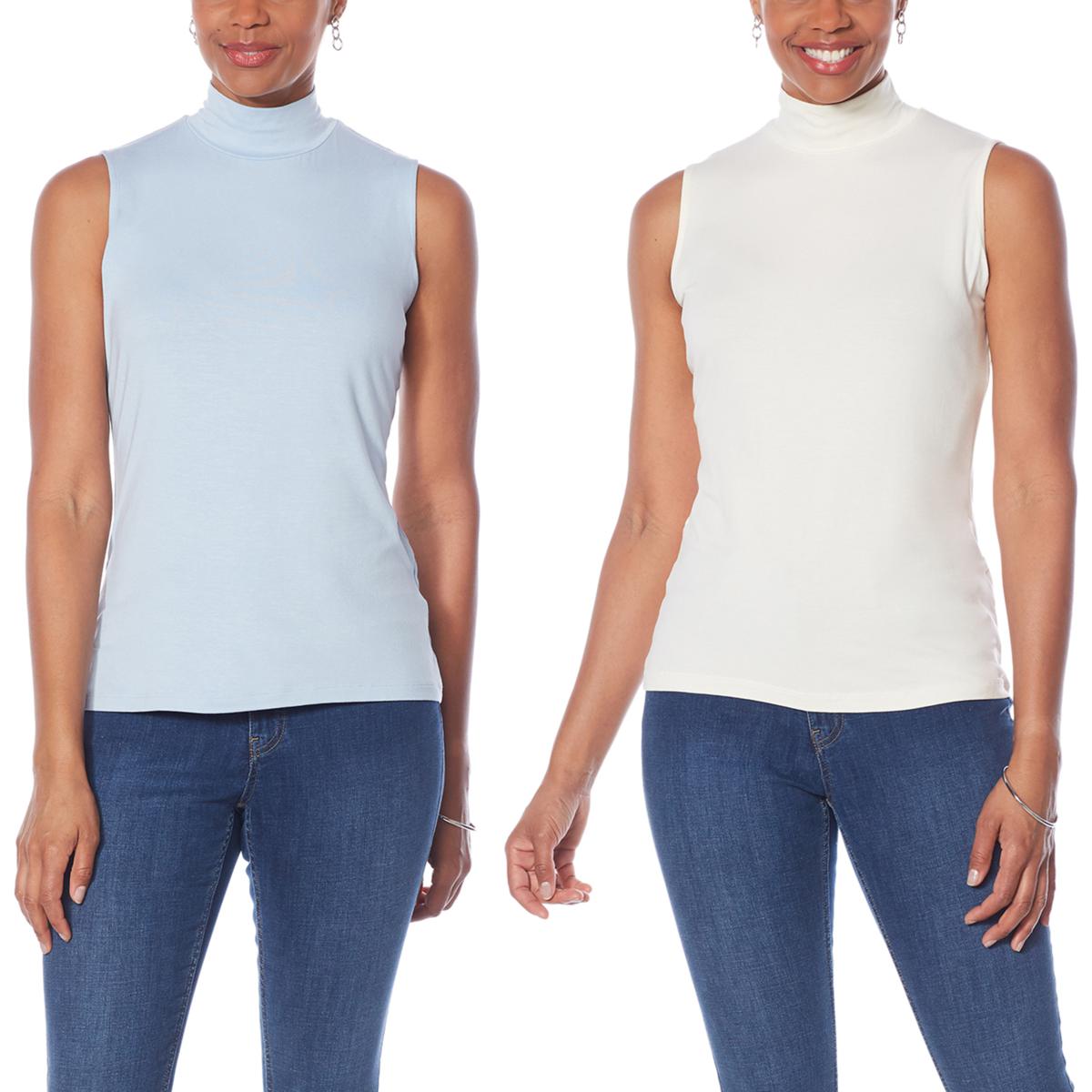 "As Is" G by Giuliana 2-pack EcoLuxe Jersey Knit Mock-Neck Tanks