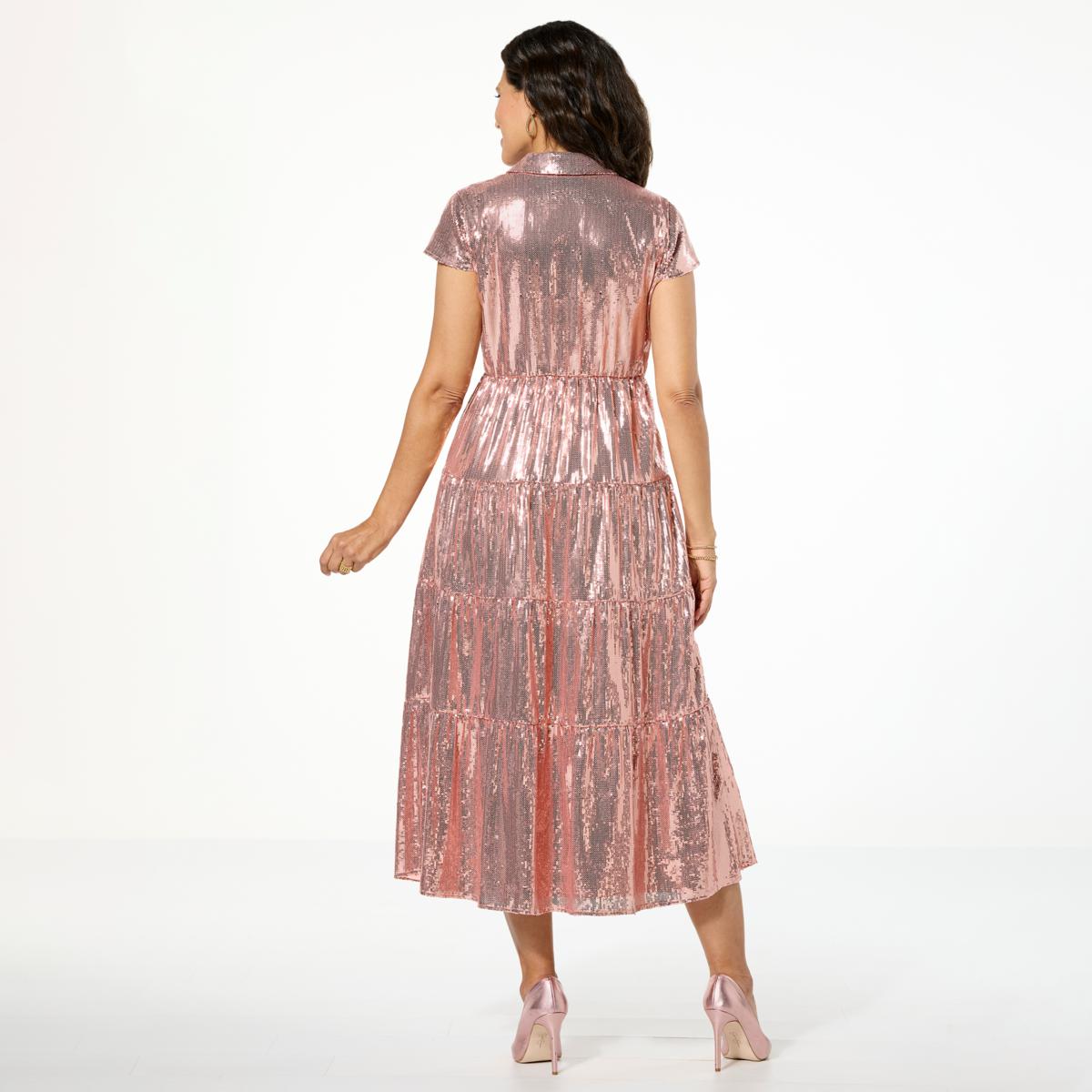 G by Giuliana Black Label Sequin Tiered Maxi Dress - Purple - Size XX-SMALL