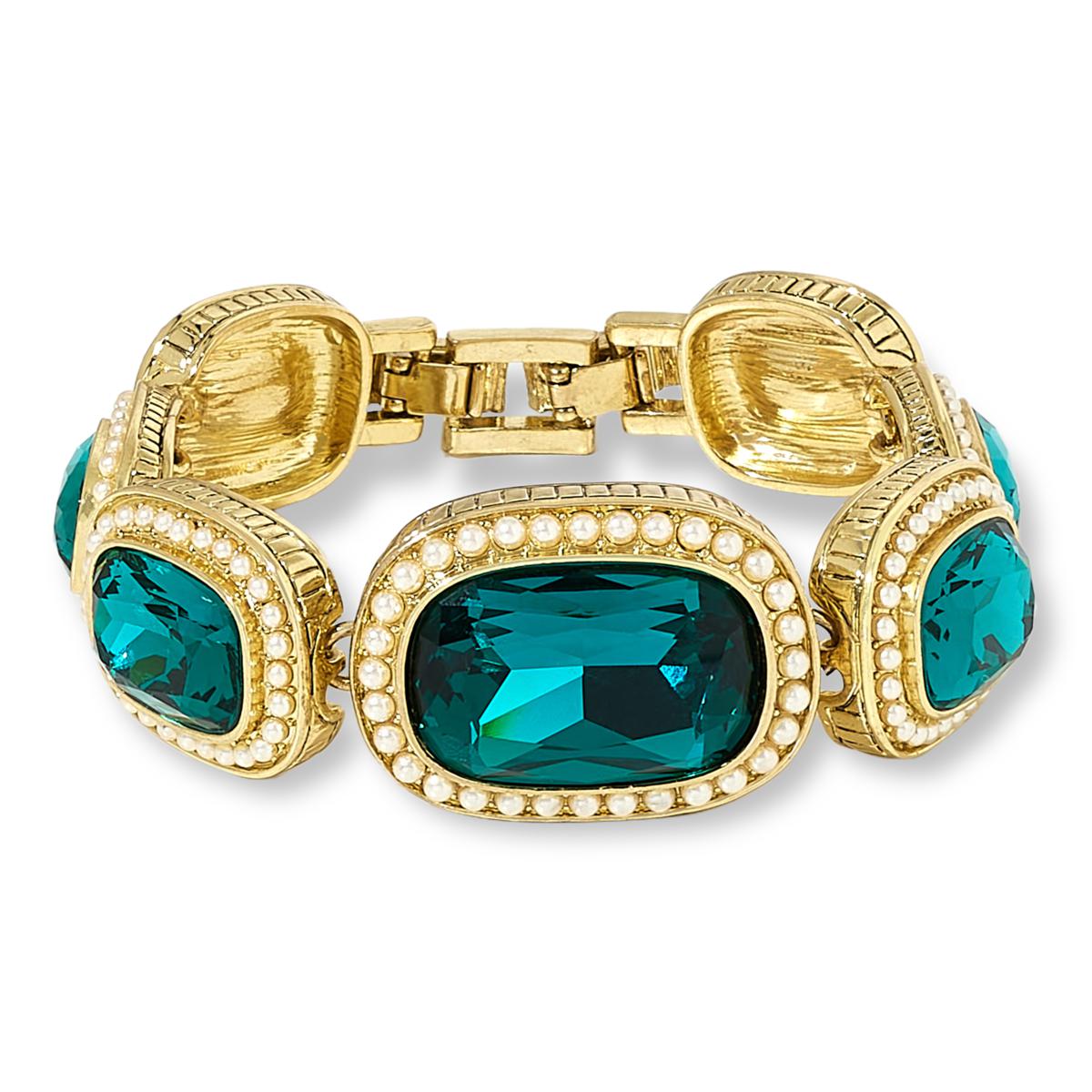 Bracelet Jonc Heidi Daus - Magnifiques Cristaux Bleus Sur Bronze - Neuf Sans Emballage