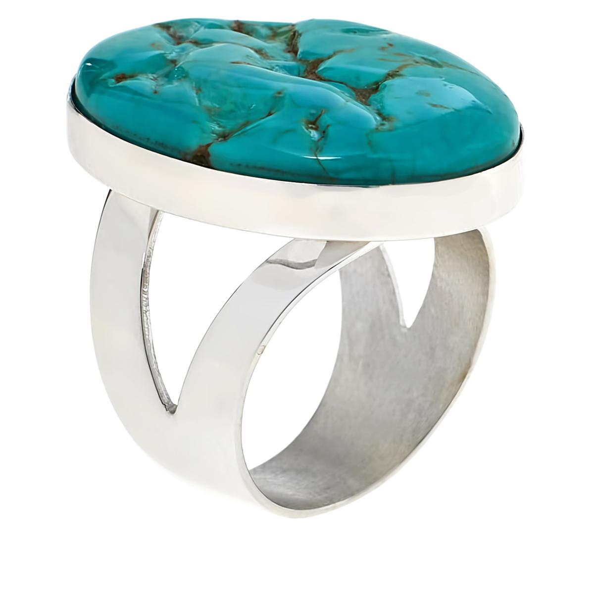 Jay King turquoise and sterling silver ring 13.5 grams, 1-1/8