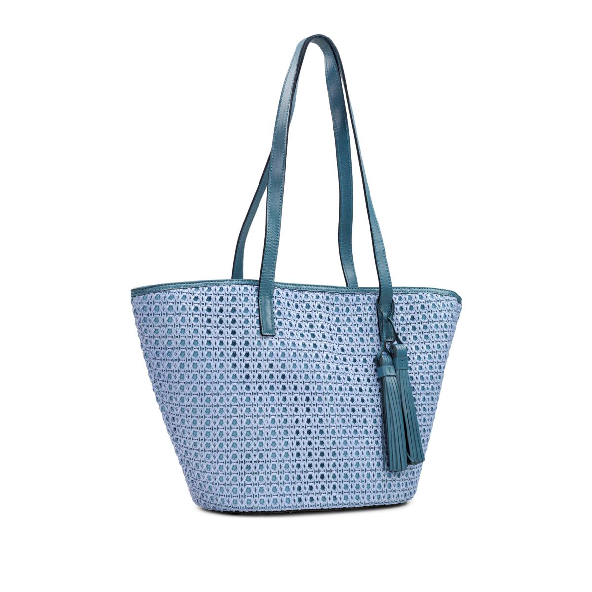 Patricia Nash Marconia Woven Tote - Blue Looped Weave