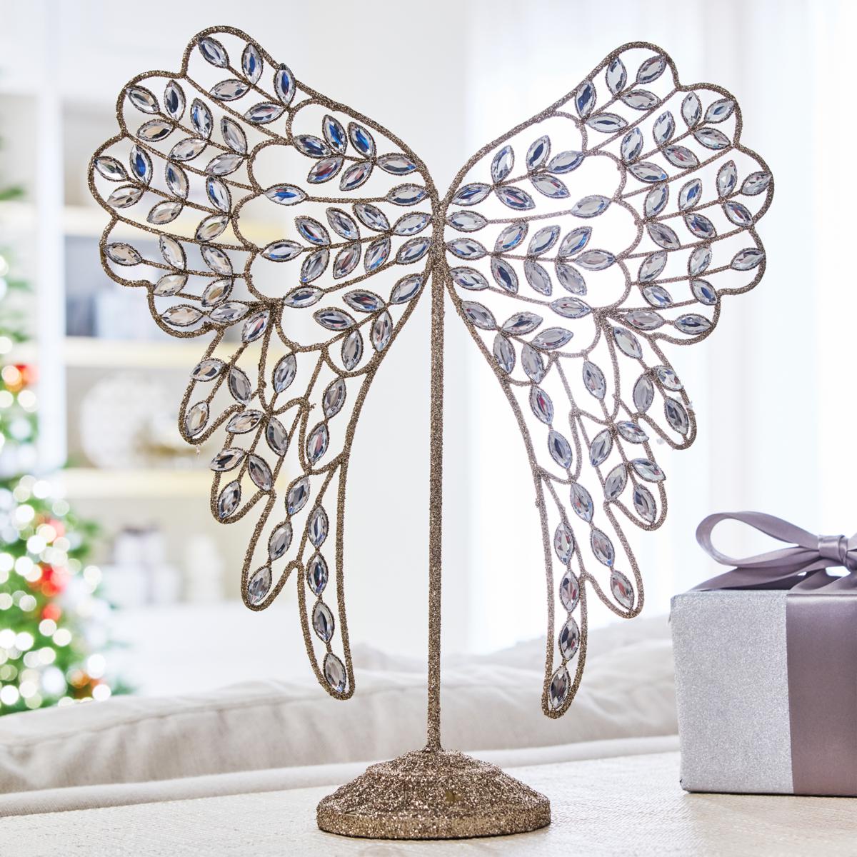 august & leo Jeweled Angel Wing Stand | HSN