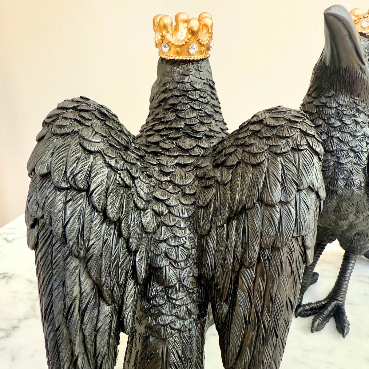 august & leo Set of 2 Jeweled Raven Statues | HSN