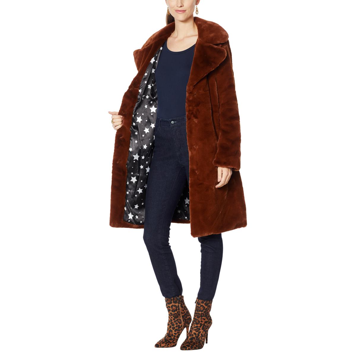 Avec Les Filles Faux Fur Bunny Knee-Length Coat