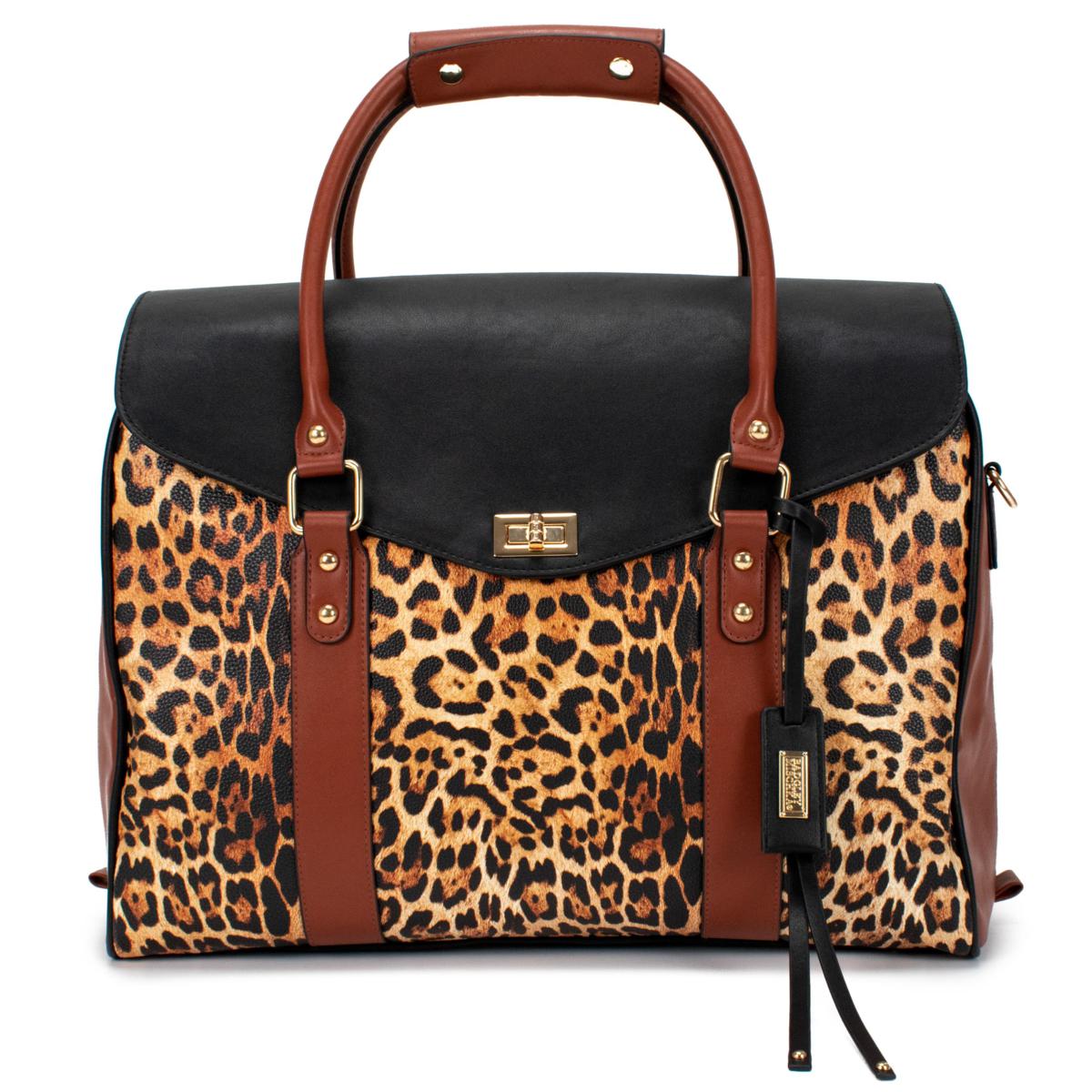 Badgley Mischka Leopard Travel Tote Weekender Bag | HSN