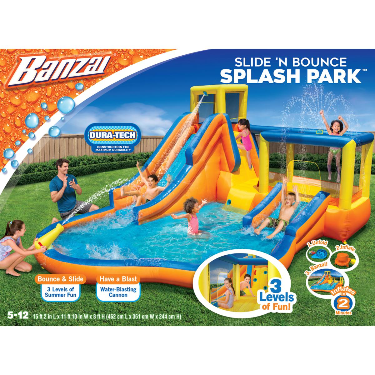 Banzai Inflatable Slide 'N Bounce Splash 3-Level Water Park