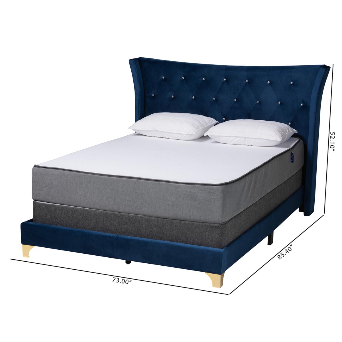 Baxton Studio Easton Contemporary Velvet and Metal Queen Panel Bed