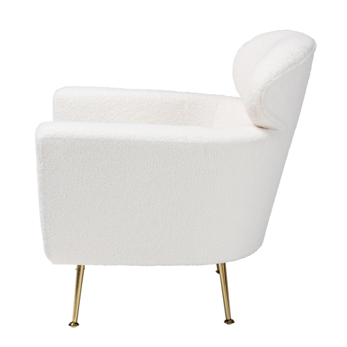 Baxton Studio Fantasia Modern Upholstered and Gold Metal Armchair