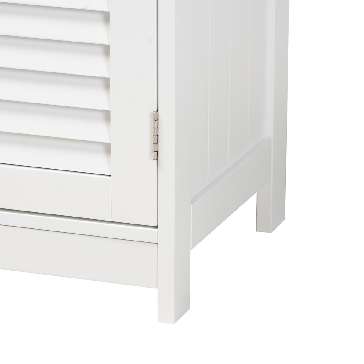 Lavish Home Wall-Mounted Bathroom Organizer with Shutter Doors and Towel Bar, White