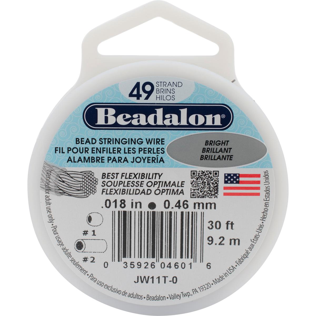 Beadalon Bead Stringing Wire. 30 FT Spool. Color is BRIGHT Sizes