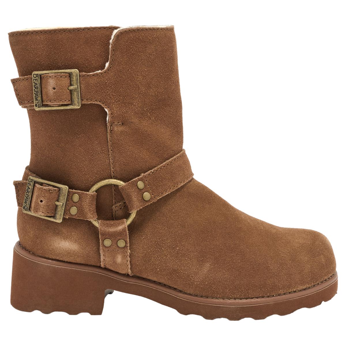 BEARPAW® Riveria Suede Moto Boot with Faux Sherpa Lining | HSN display picture 3