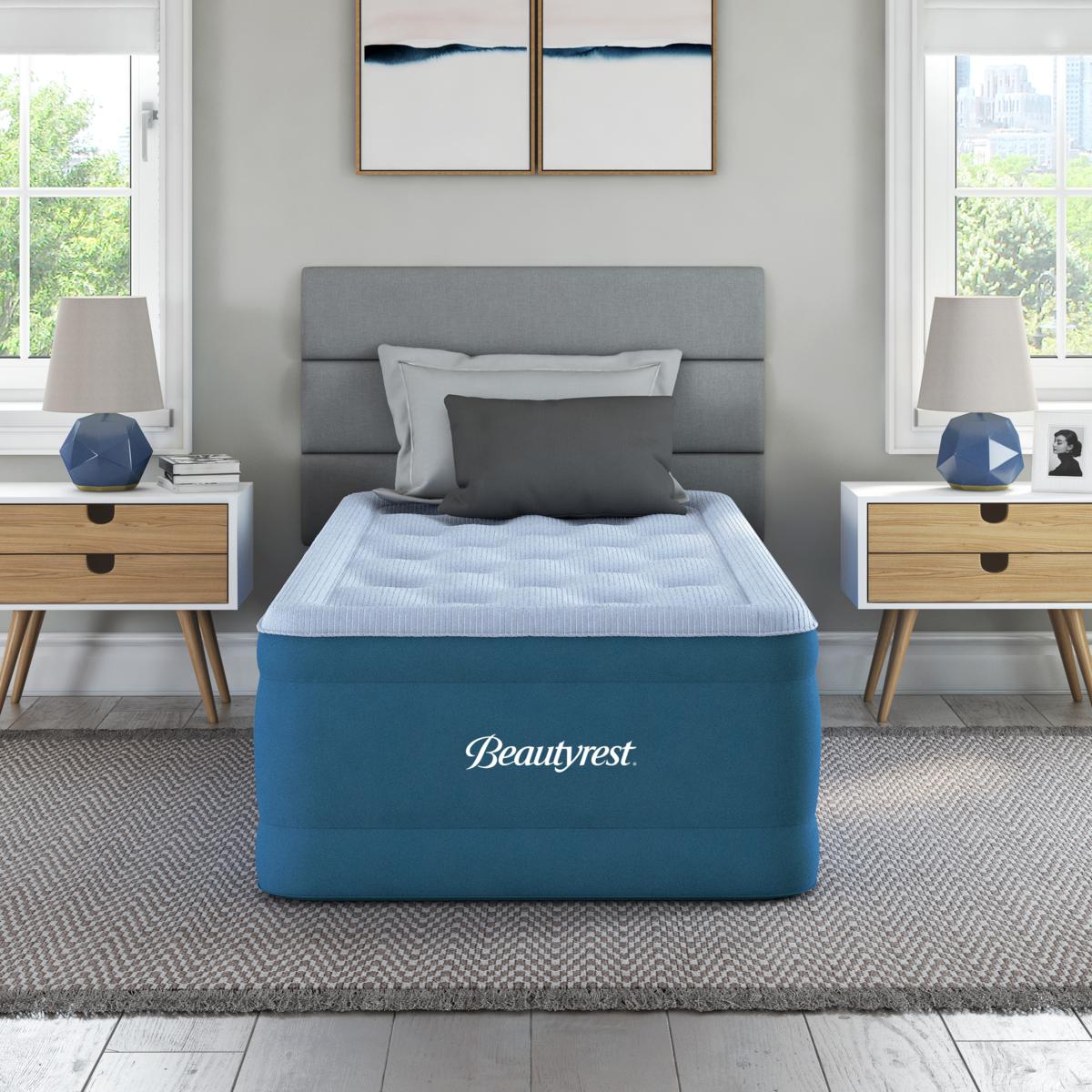 Simmons Rest Aire 17 Twin Air Mattress with Built-in Pump White/Blue