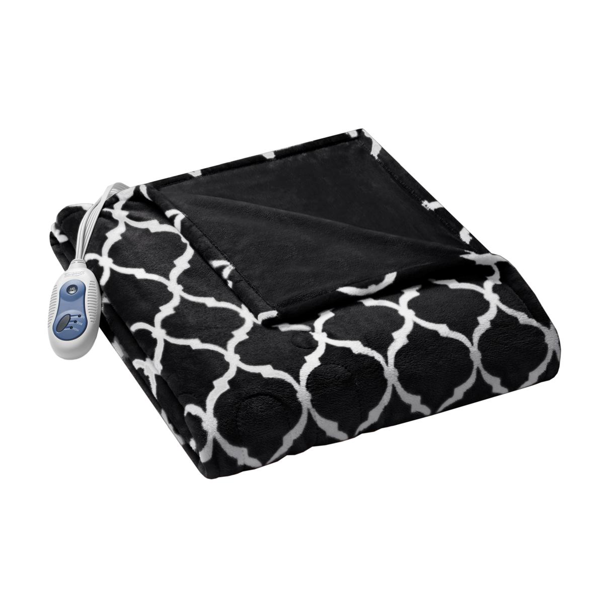 Beautyrest Heated Plush Blanket - Black Queen