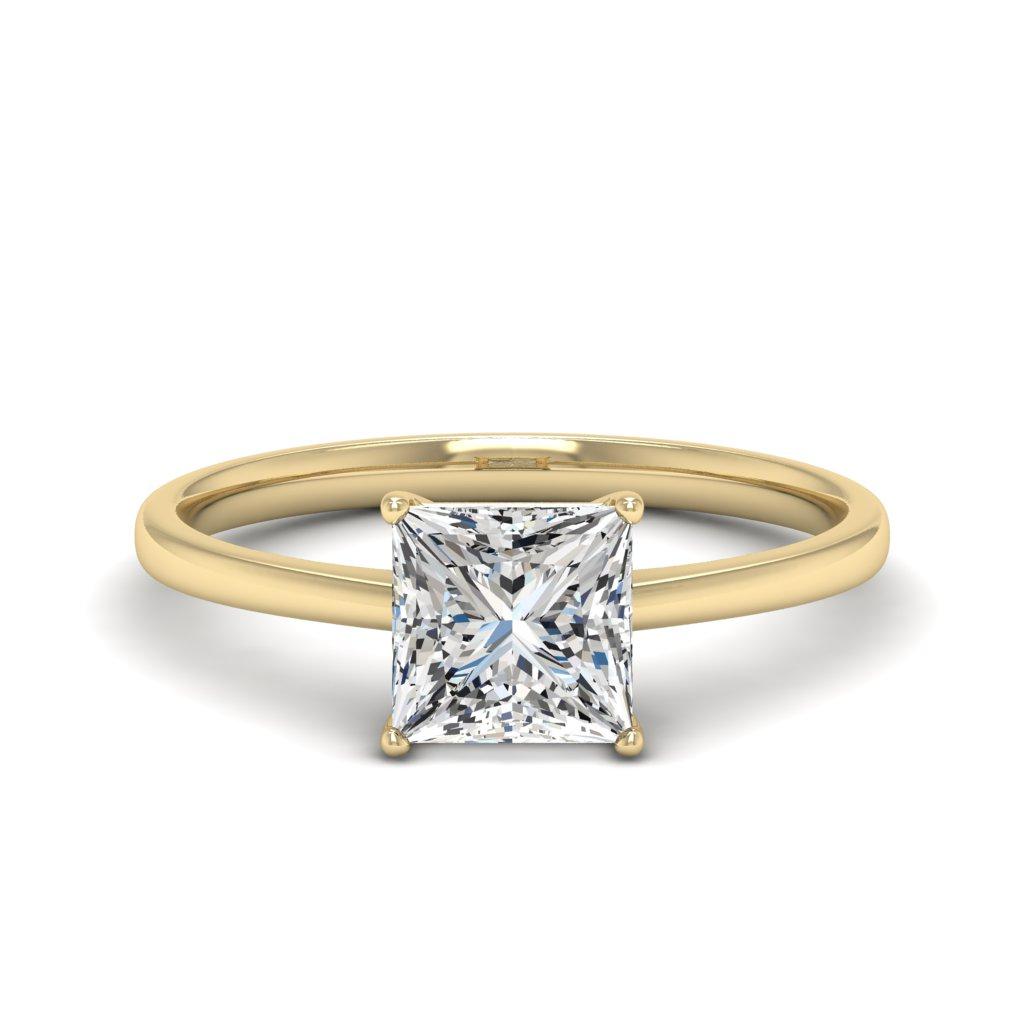 BellaMoi 14K Gold 2ct Created Moissanite Princess Solitaire Ring ...