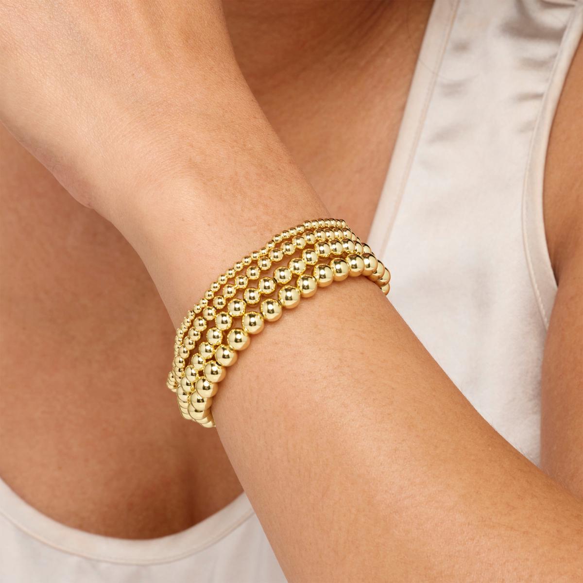 Bellezza Bronze Polished Bead Stretch Bracelet 4-piece Set