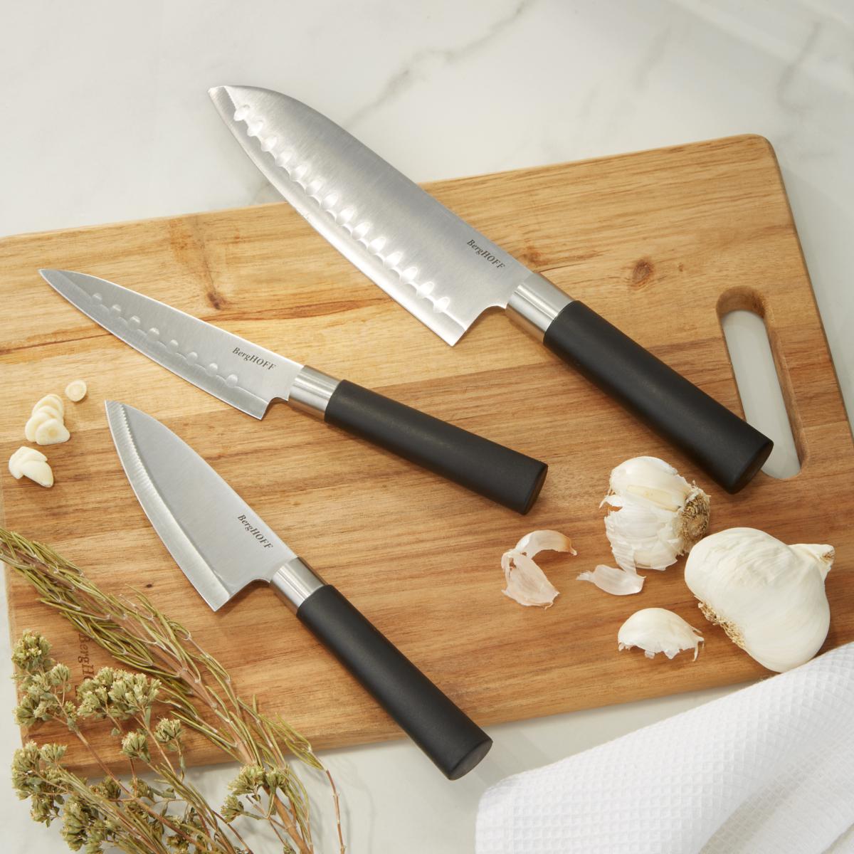 Berghoff DiNA Codon 3pc Stainless Steel Santoku Set | HSN