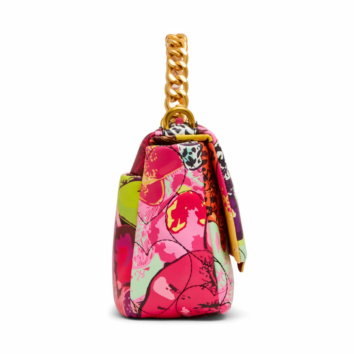 Betsey Johnson Red Quilted Heart Backpack With Interior Floral Print Betsey Johnson Quilted Flap Crossbody Bag with Handle | HSN main image 3