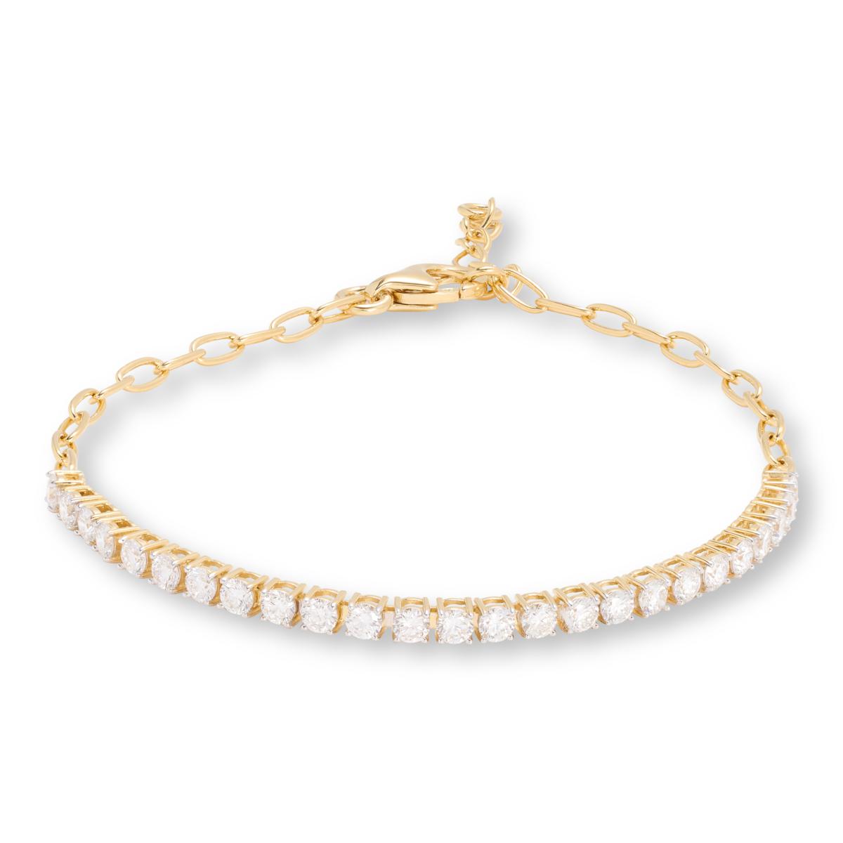 Bright Halo Lab-Grown Diamond Half-Tennis & Paperclip Chain