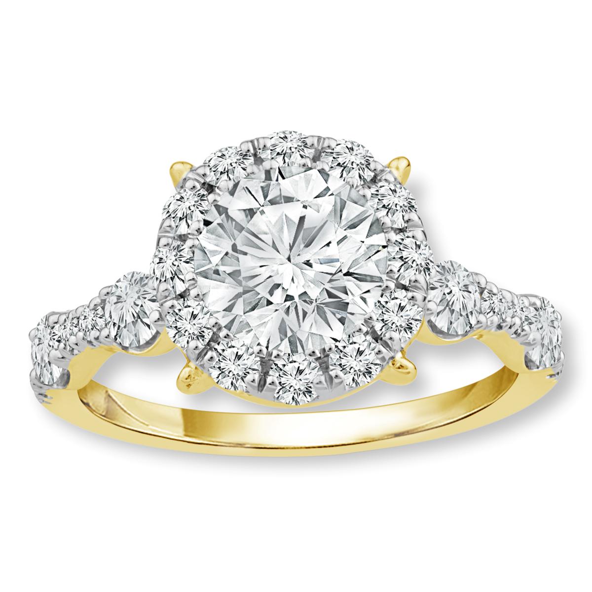 Bright Halo Lab Grown Diamonds 14K Gold 2-1/2ctw Halo Ring - 23532187 | HSN