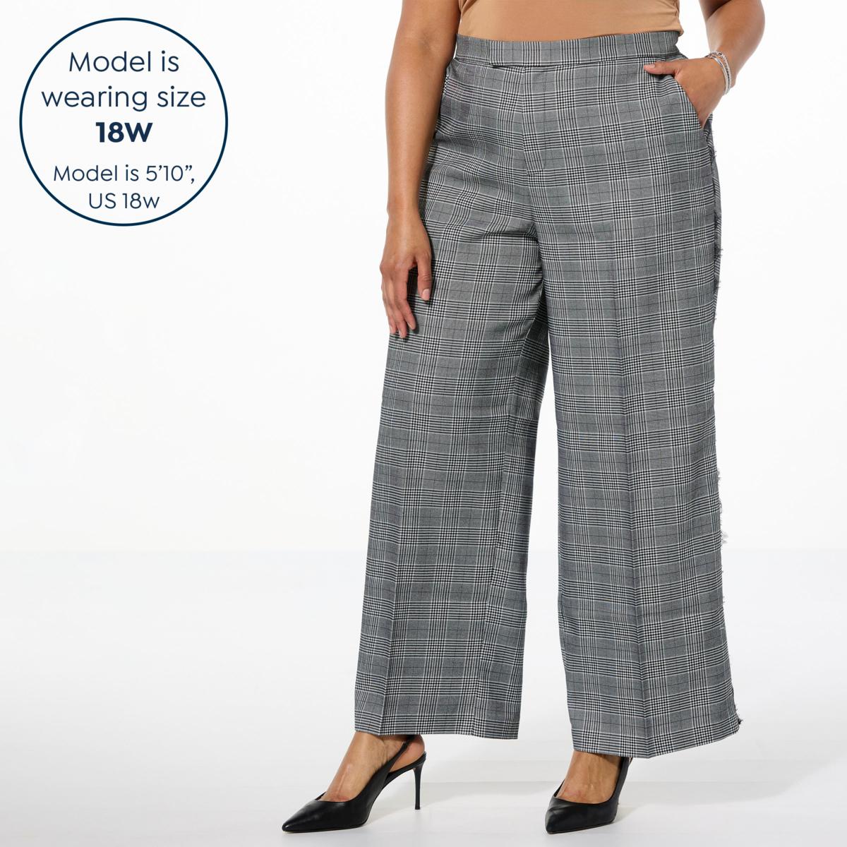 C Wonder by Christian Siriano Glen Plaid 2-Tone Wide Leg