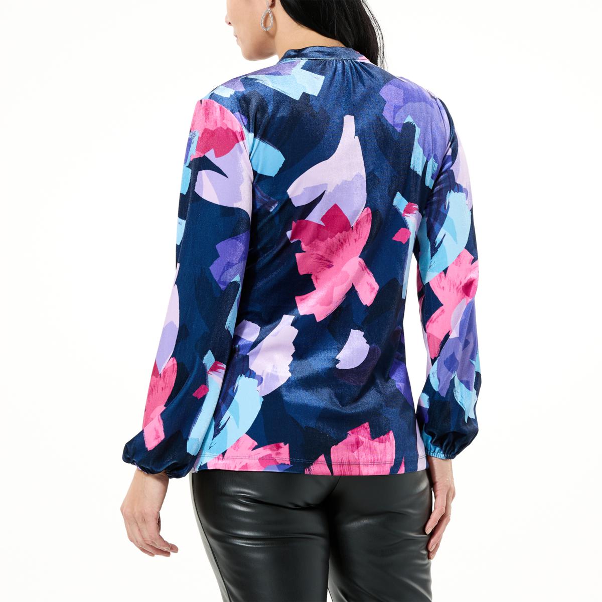 C Wonder by Christian Siriano Long Blouson Sleeve Top with Bow Detail