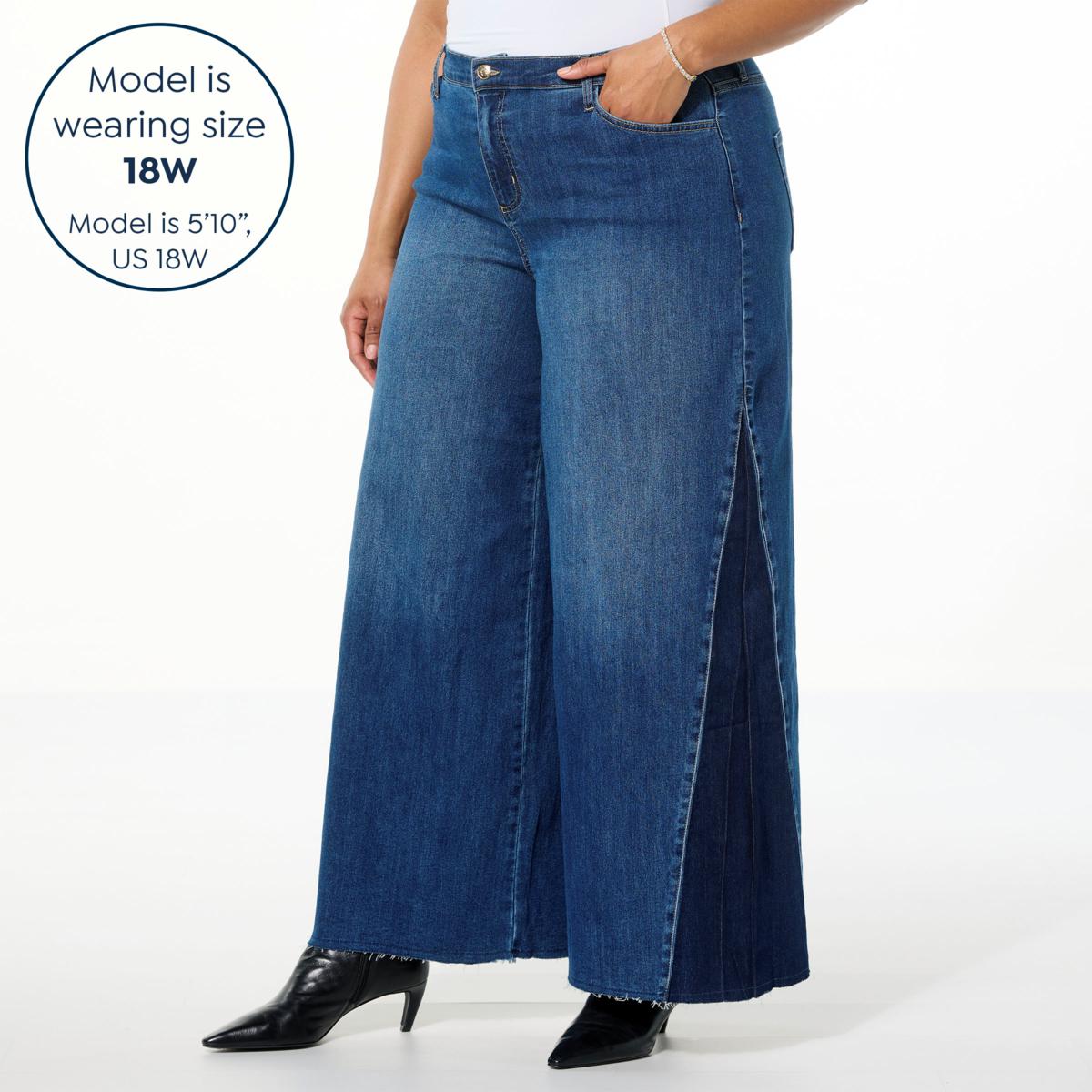 C Wonder by Christian Siriano Stretch Denim Godet Wide Leg