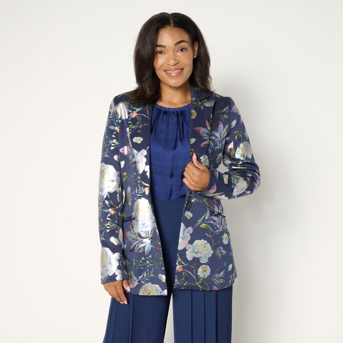 C Wonder Foil-Printed Scuba Knit Blazer | HSN