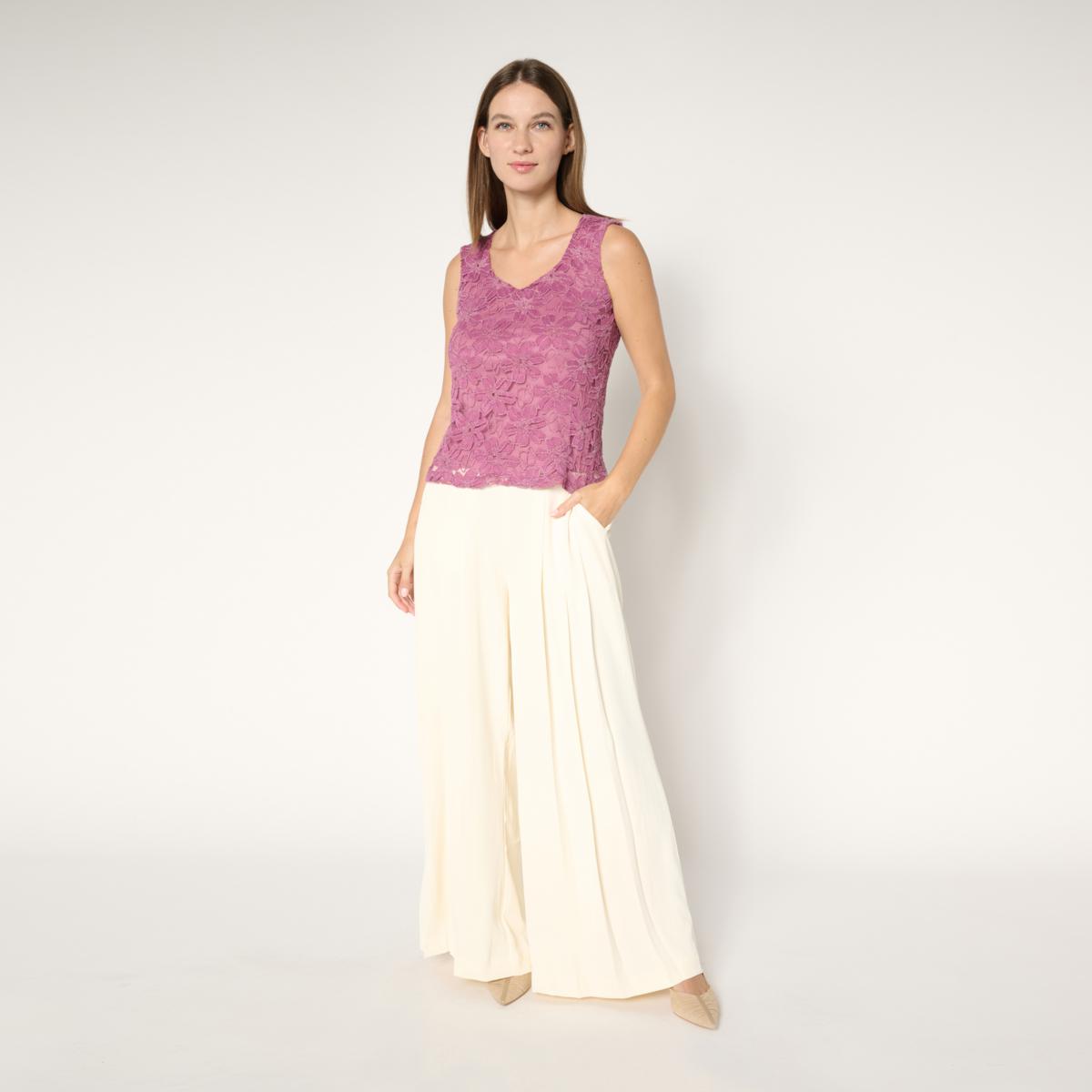 C Wonder Knit Lace V-Neck Tank | HSN