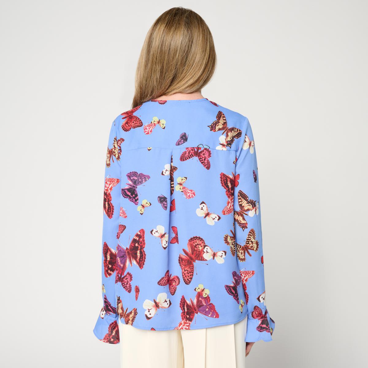 C Wonder Printed Georgette Ruffle Blouse | HSN