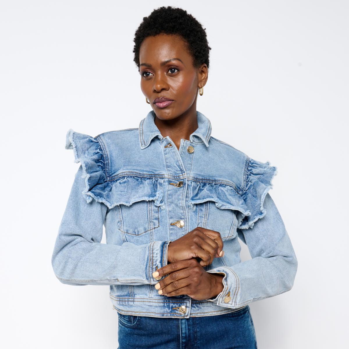 C Wonder Ruffle Denim Jacket | HSN