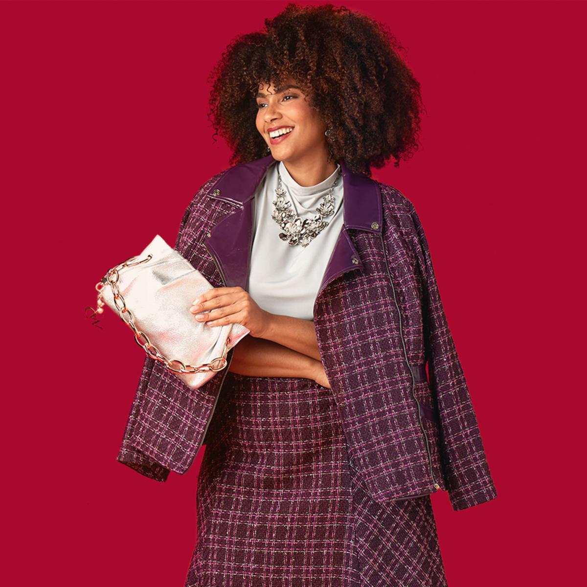 C Wonder Tweed and Faux Leather Moto Jacket | HSN