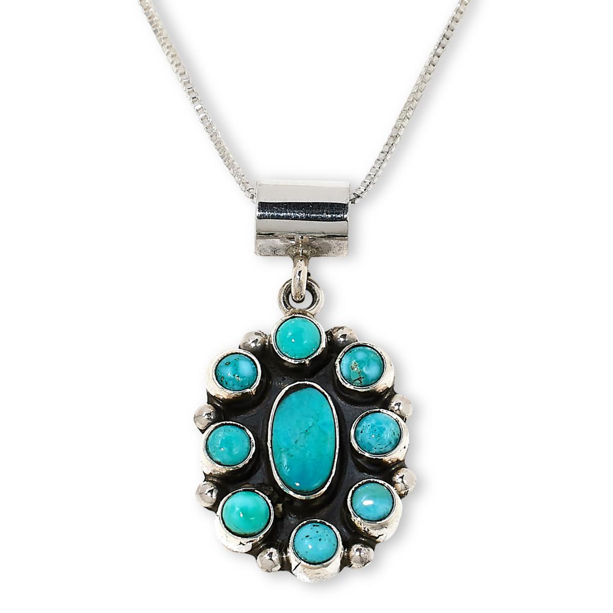 Chaco Canyon Campitos Turquoise Cluster Pendant with Chain