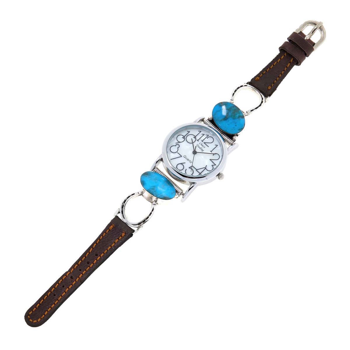 Chaco Canyon Kingman Turquoise Leather Strap Watch