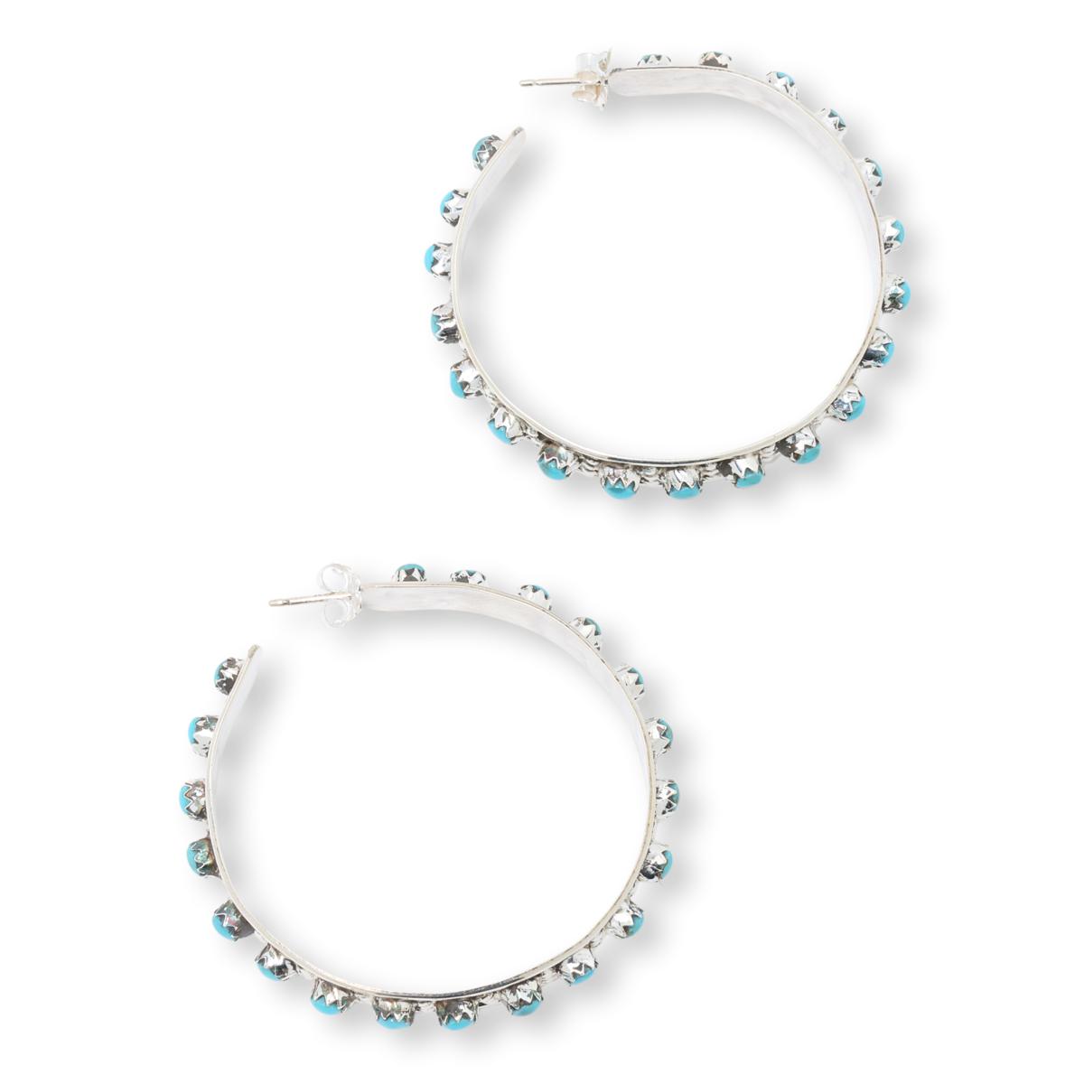 Chaco Canyon Sleeping Beauty Turquoise Beaded Hoop Earrings
