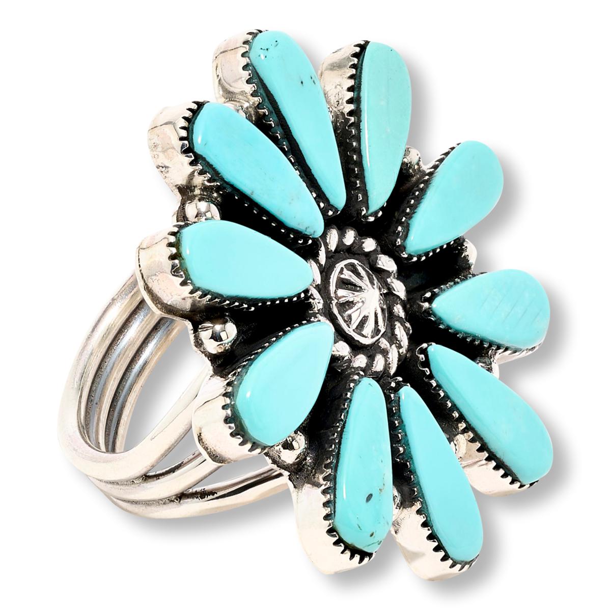 Chaco Canyon Sterling Silver Campitos Turquoise Cluster Ring | HSN