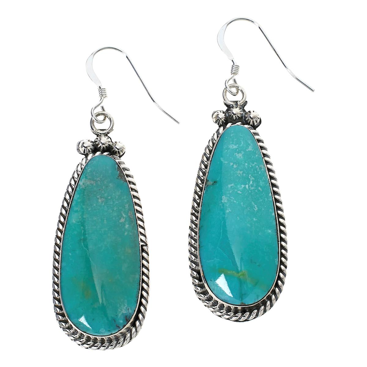 Chaco Canyon Sterling Silver Campitos Turquoise Drop Earrings